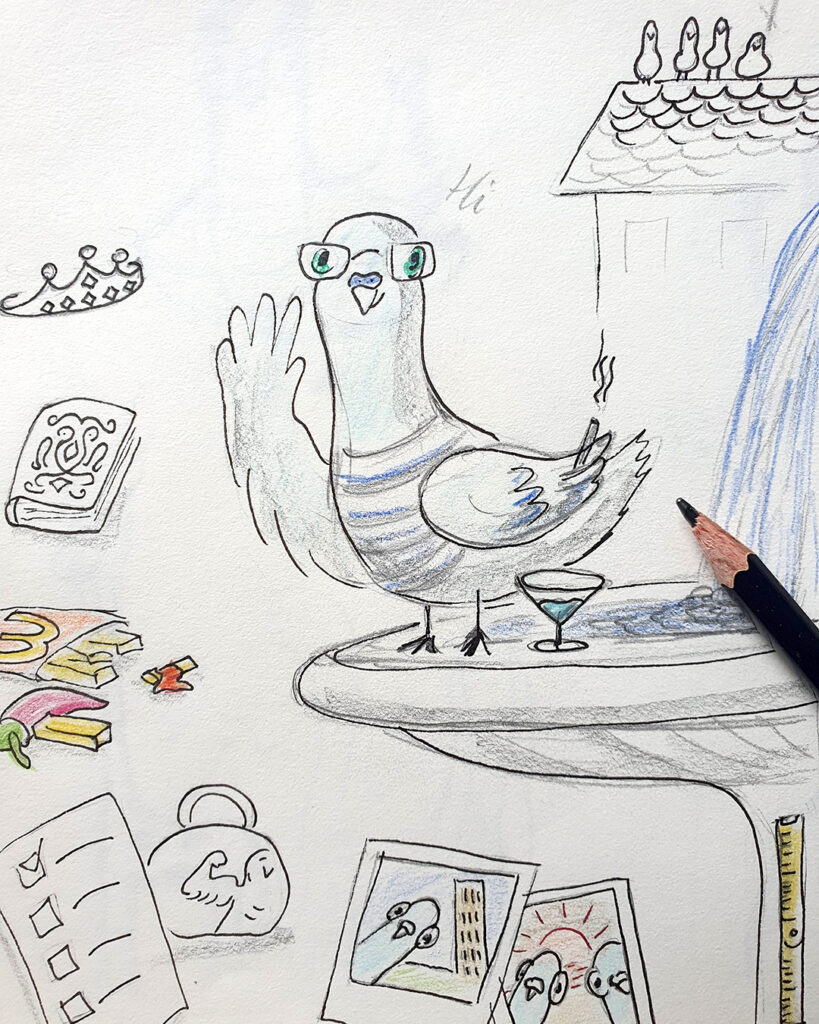 Illustration einer winkenden Taube