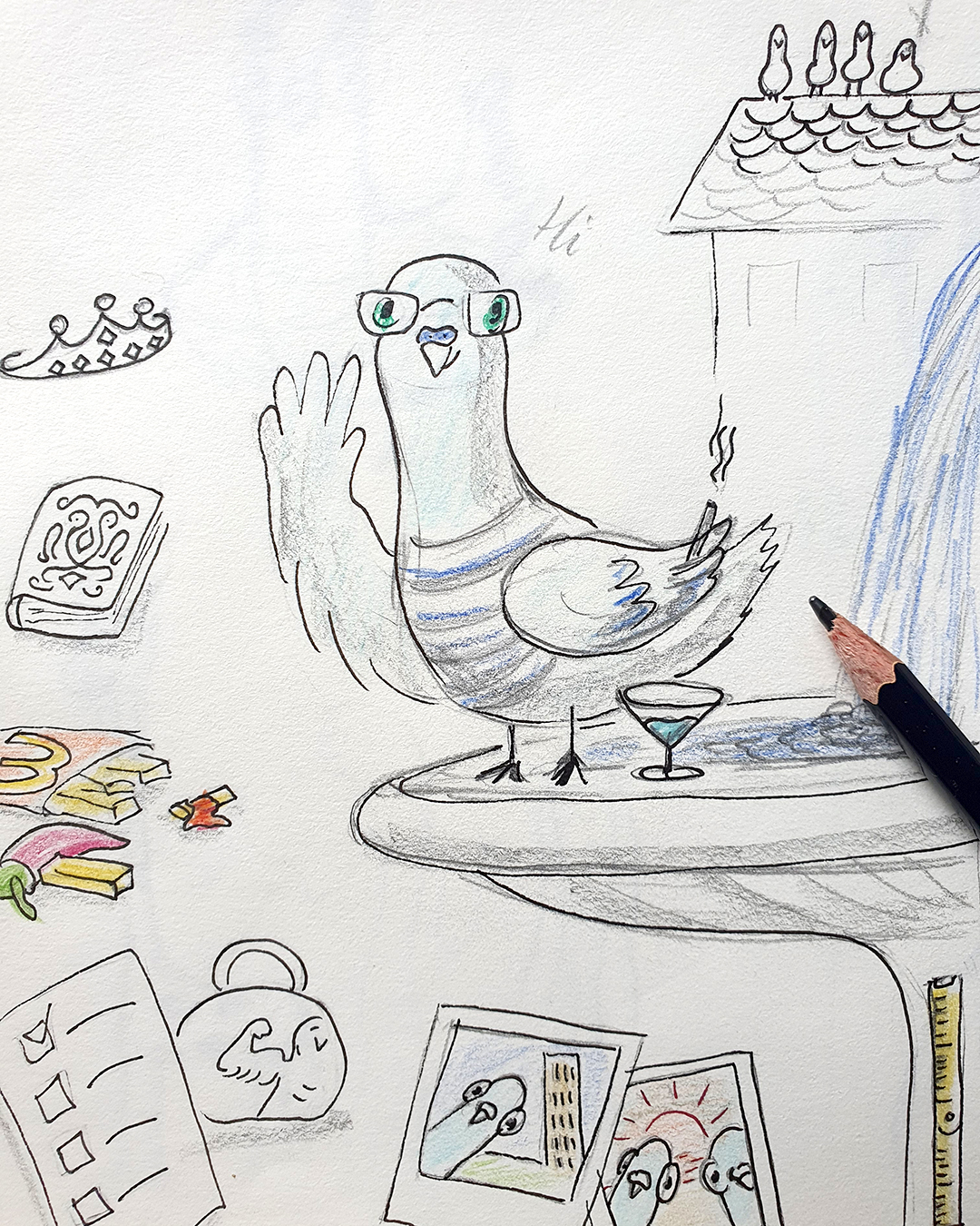Illustration einer winkenden Taube